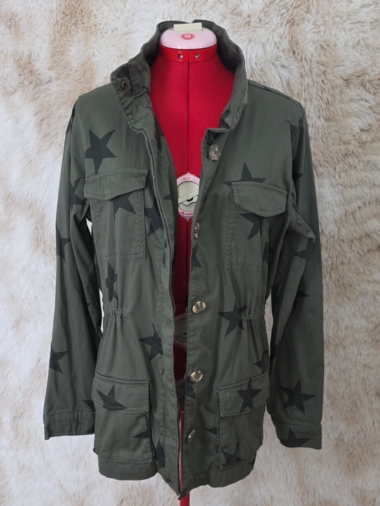 Knox Rose Jackets & Blazers - Knox Rose Olive Green Star Print Utility Jacket Women's Large Military Cargo Ano